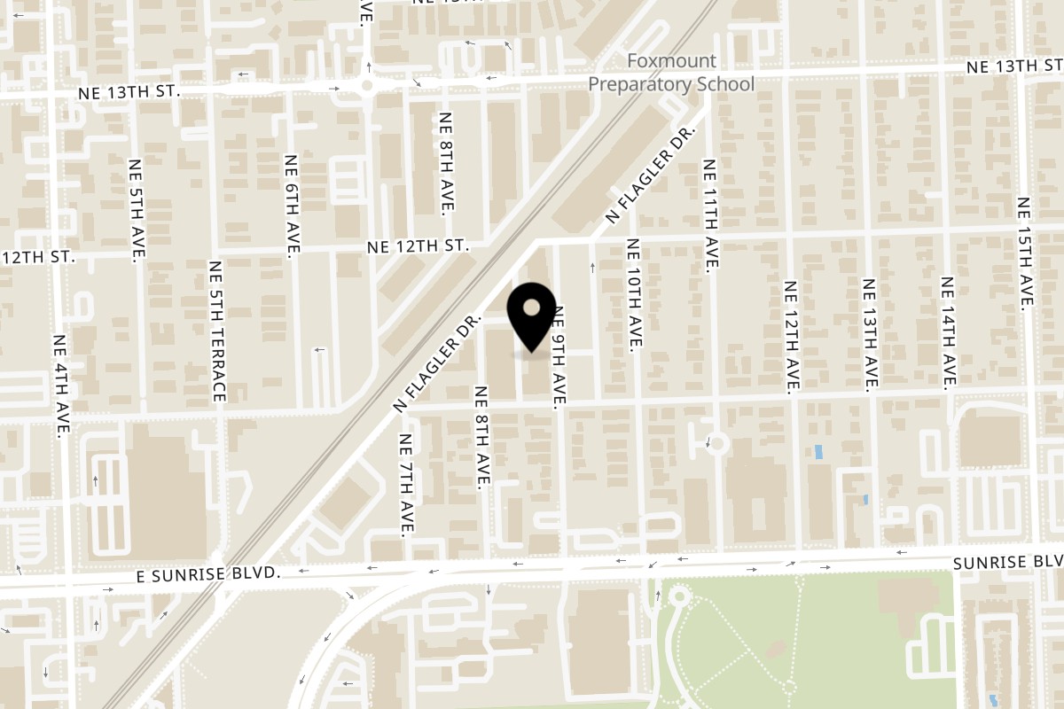 Map showing the location of Holy Bowly Holy Bowly Fort Lauderdale on 1115 NE 9th Ave Unit 108 in Fort Lauderdale